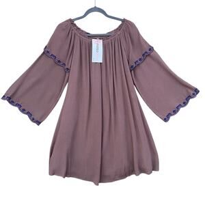 NWT New Mittoshop Womens Large Long Sleeve Lined Peasant Mini Dress w Pockets